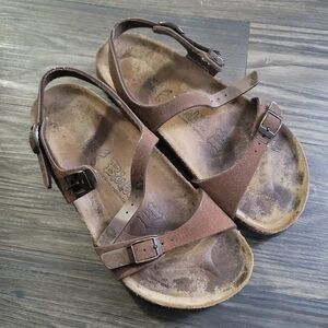 Birkenstock Birkies Brown Leather Sandals Size 7